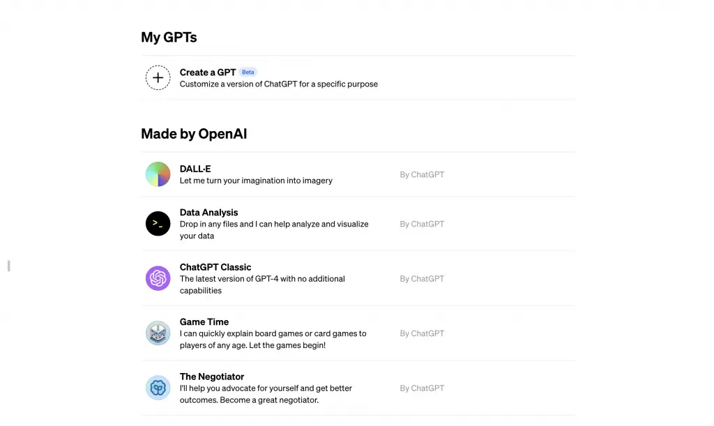Select Create A GPT