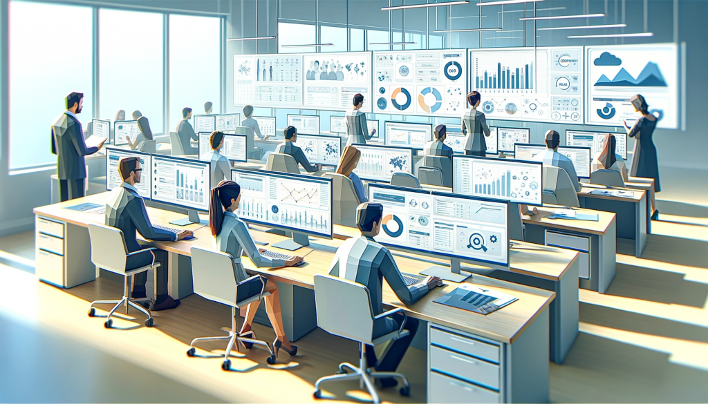 image representing people using CRM tools in a modern office environment