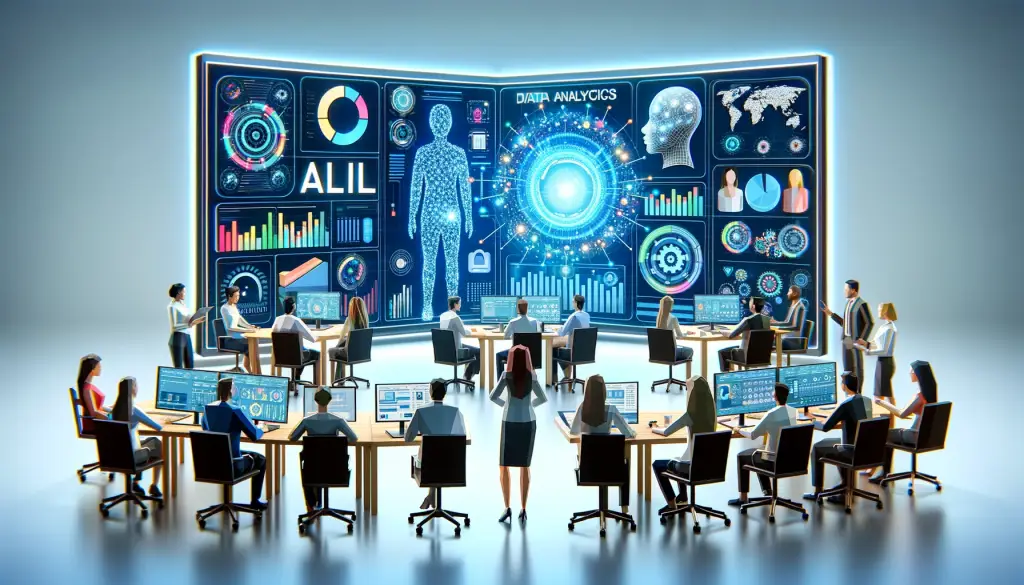 image representing the integration of Artificial Intelligence (AI) in Customer Relationship Management (CRM) within a marketing context